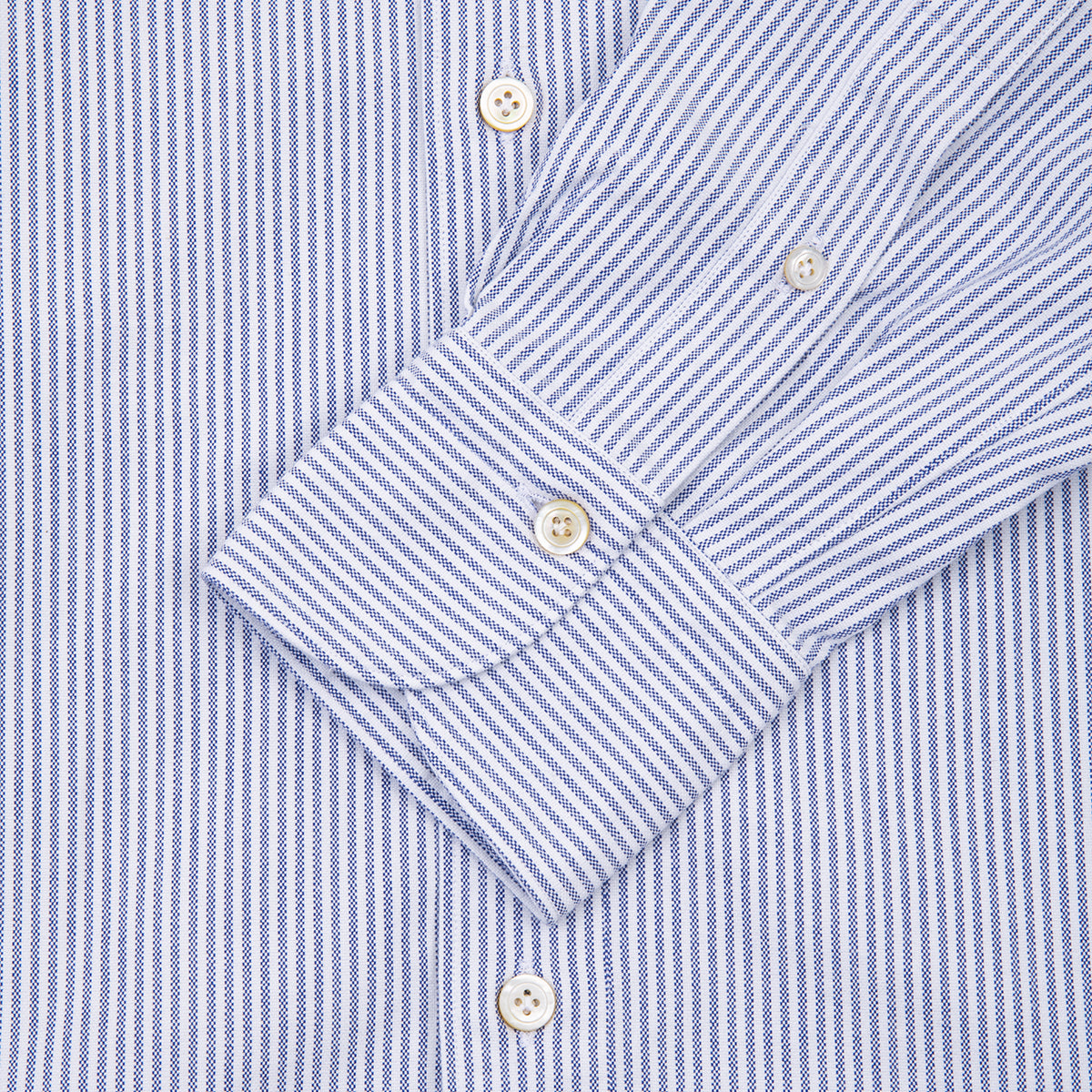 White & Blue Stripped Oxford with Luigi collar in Tokyo Fit Sportshirt