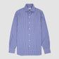 Blue/Brown/White Stripped Poplin with Eduardo Spread Collar in Napoli Fit 170/2 Dress Shirt