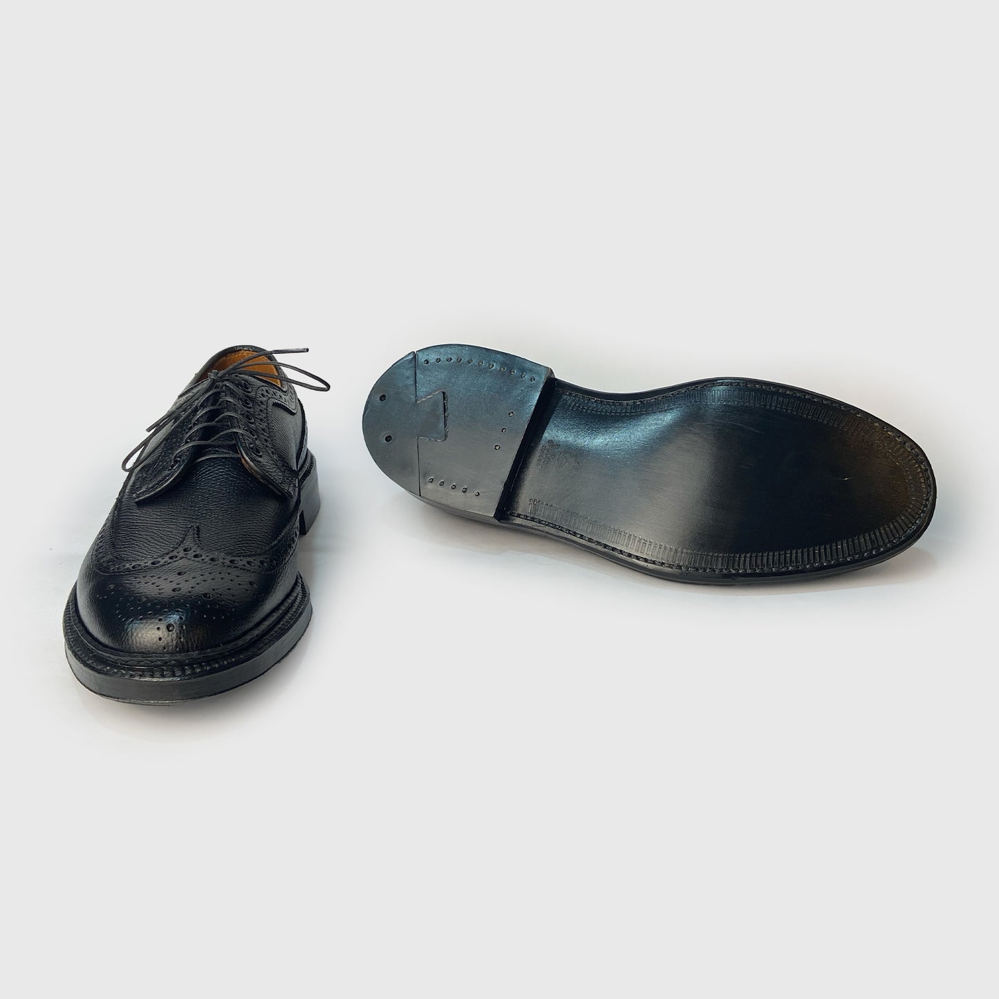 Alden x Silver Deer Long Wing in Black Pebble Grain with Double Leather Sole 97690