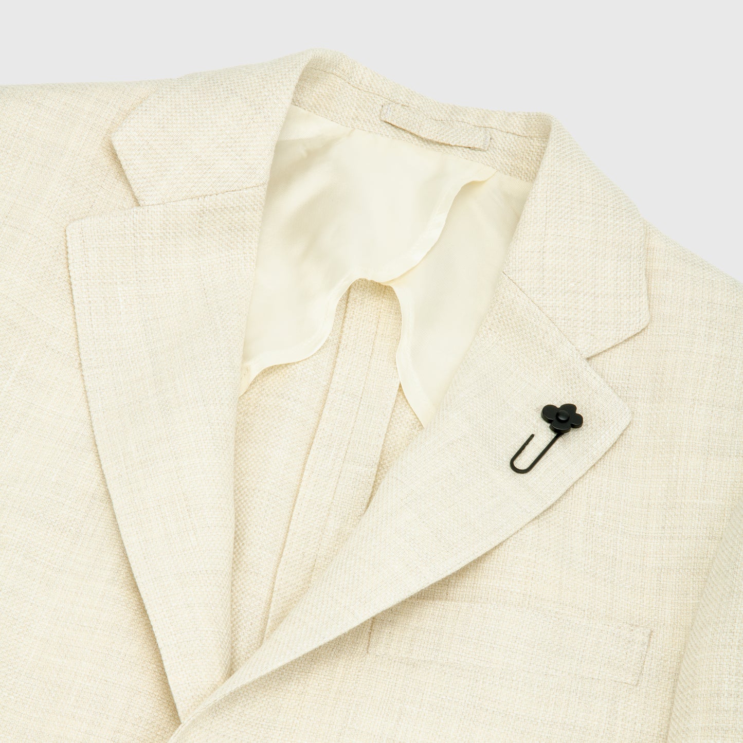 Solid Wool Linen Single Breasted Jacket Cream