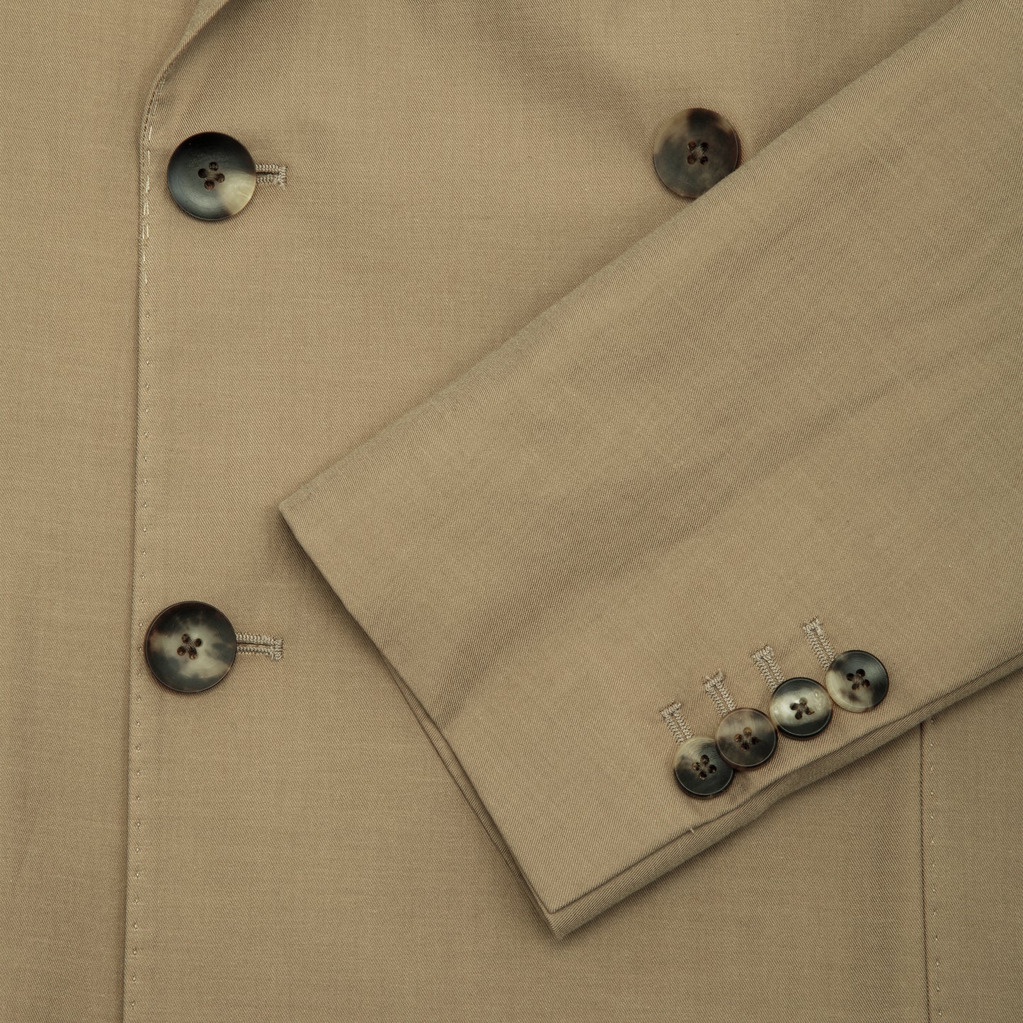 Fine Cotton Double Breasted Suit Khaki