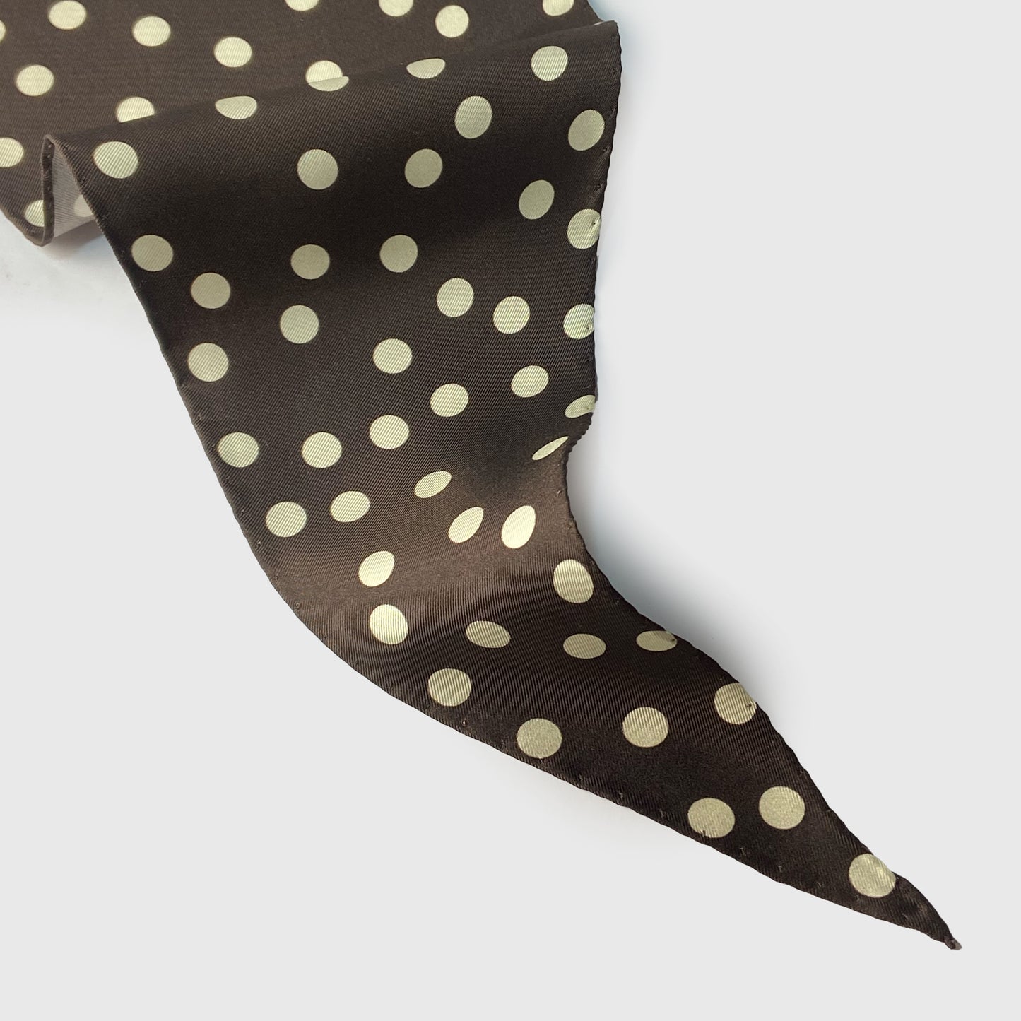 Polka Dot in Diamond Shape Bandana 100% Silk Brown & Beige