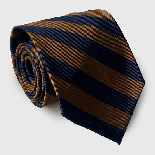 Brown and Navy Striped Tie - 8.5cm