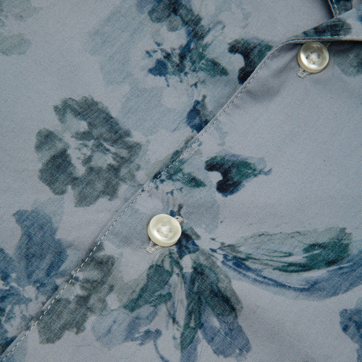 EREN FLOWER PRINT Shirt Japanese Cotton Light Blue/Grey