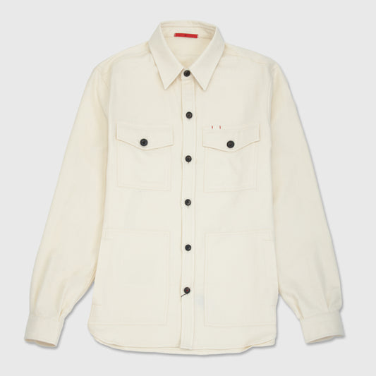 The Overshirt in Silk, Cashmere and Cotton White