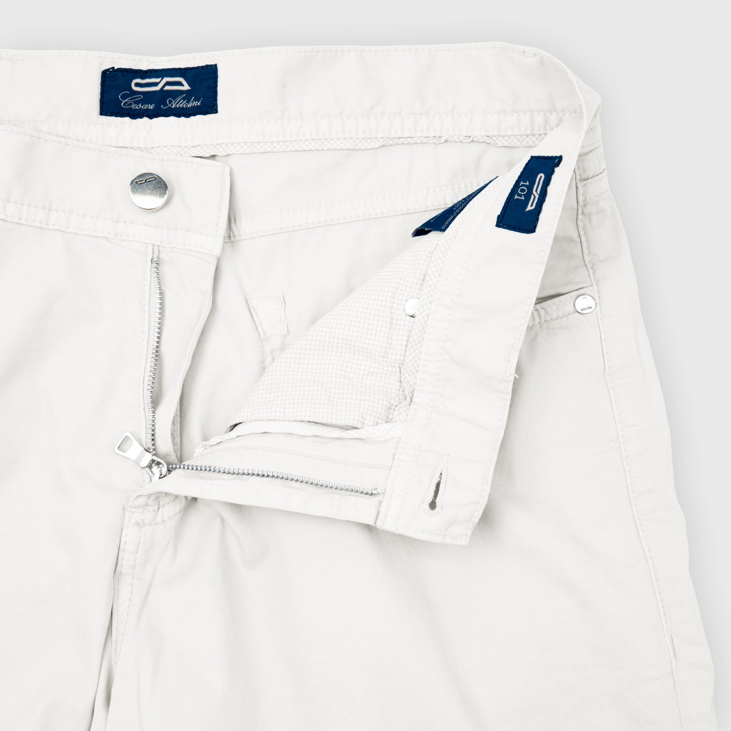 5 pocket Cotton Silk Trousers White