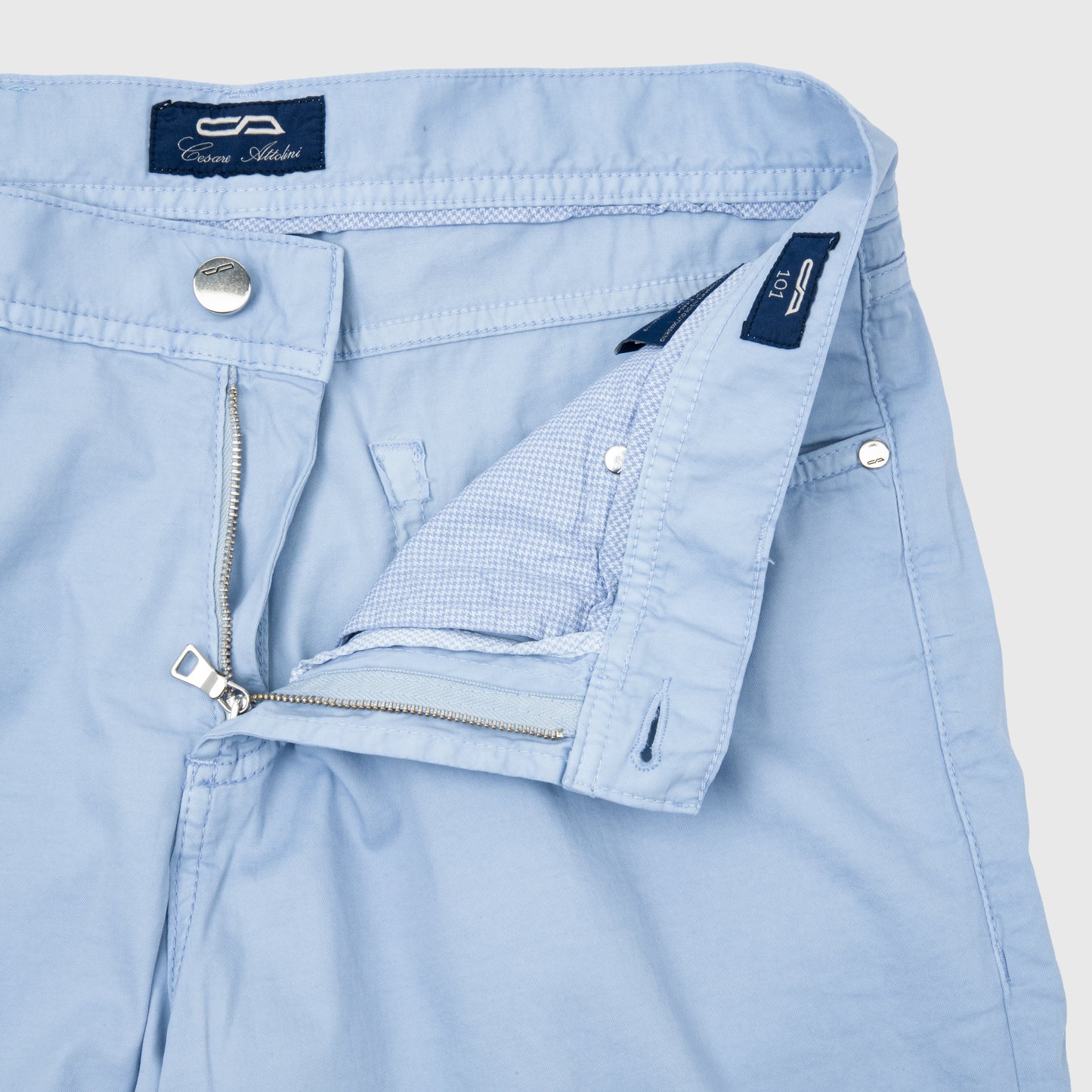 5 pocket Cotton Silk Trousers Light Blue