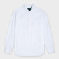 White Pinpont Long Sleeve Popover Button Down Shirt White