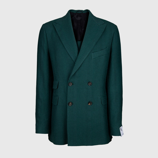 Double Breasted Jacket with Patch Pockets Green