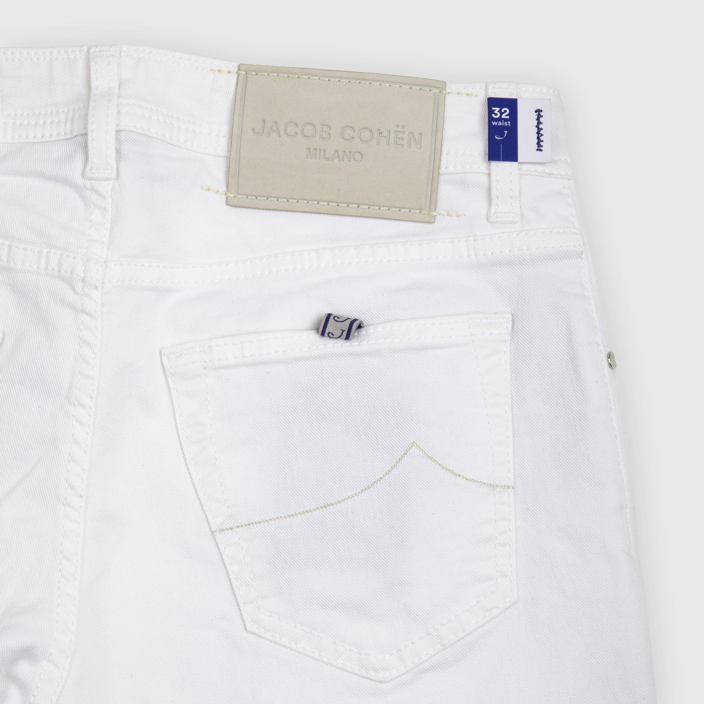 5 Pocket Denim Nick Fit with White Patch White