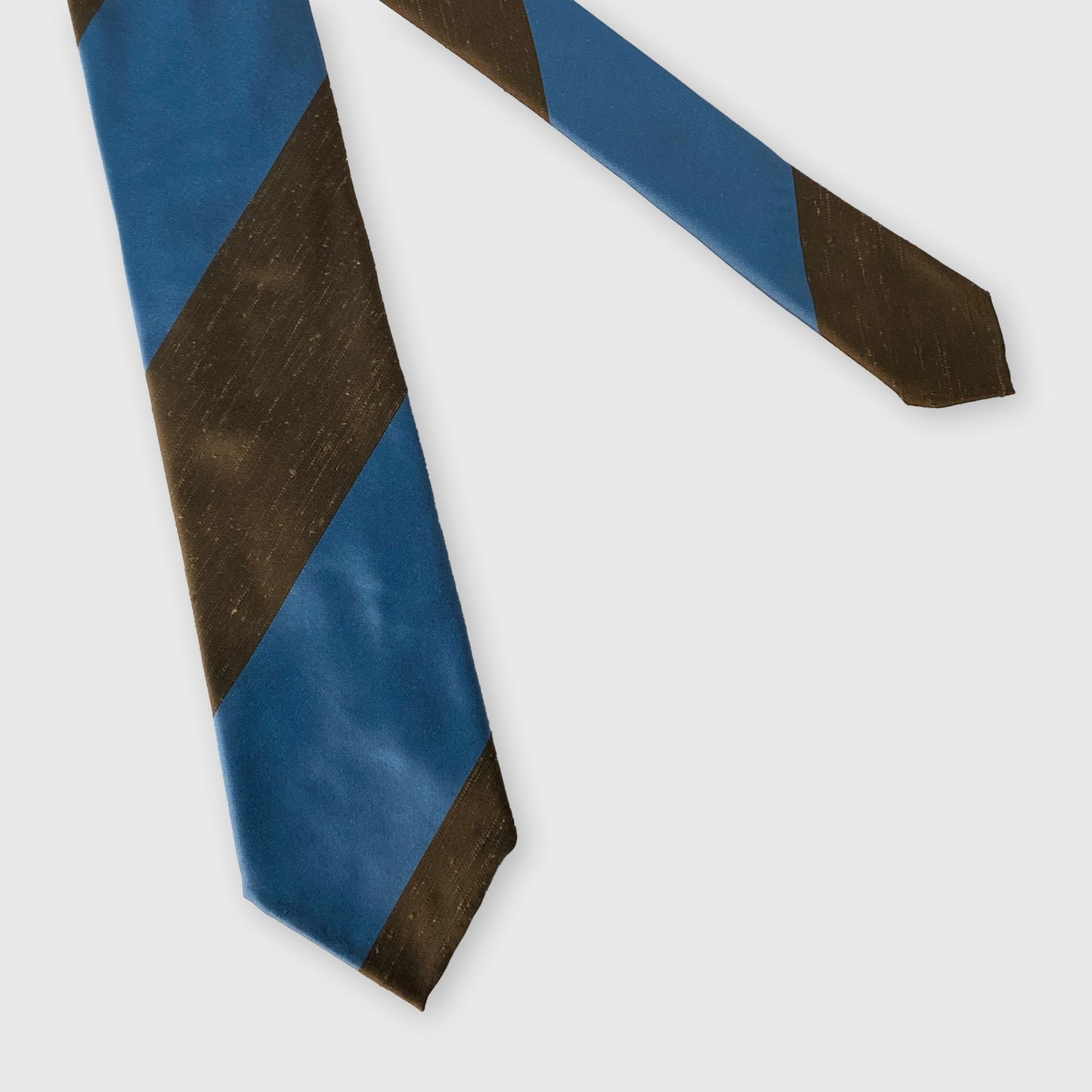 Brown and Sky Blue Shantung Silk Tie