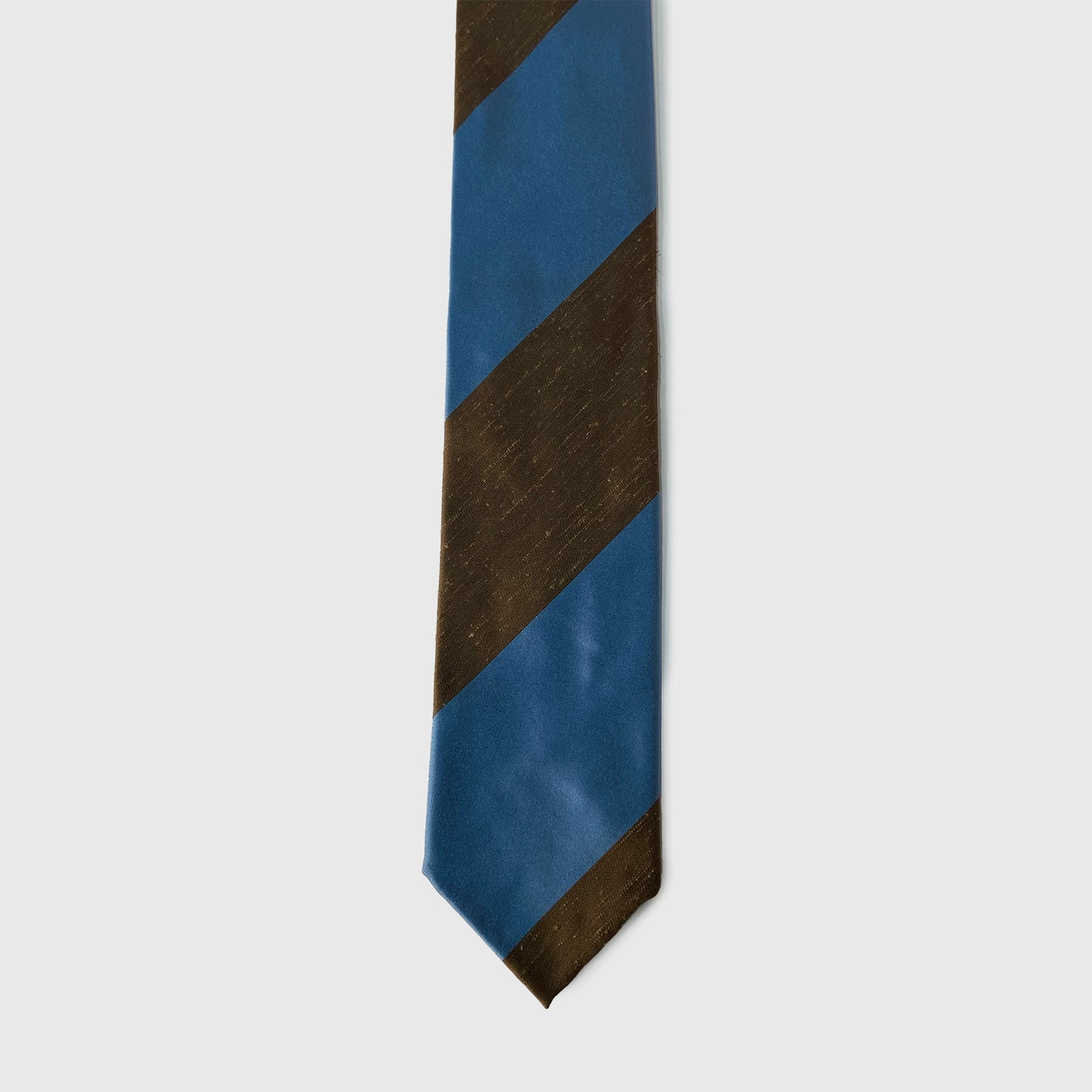 Brown and Sky Blue Shantung Silk Tie