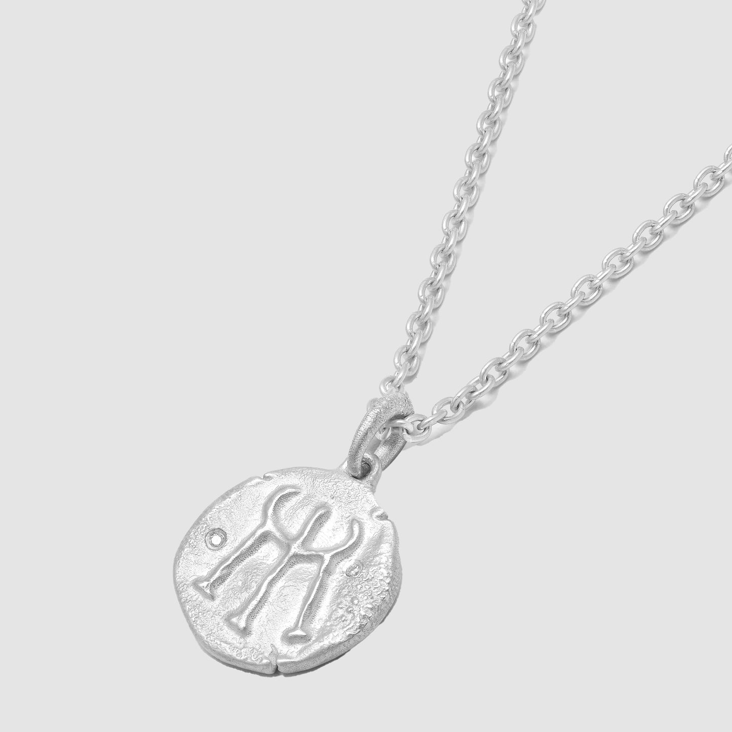 Money and Prosperity Message Necklace in Silver with white Diamond