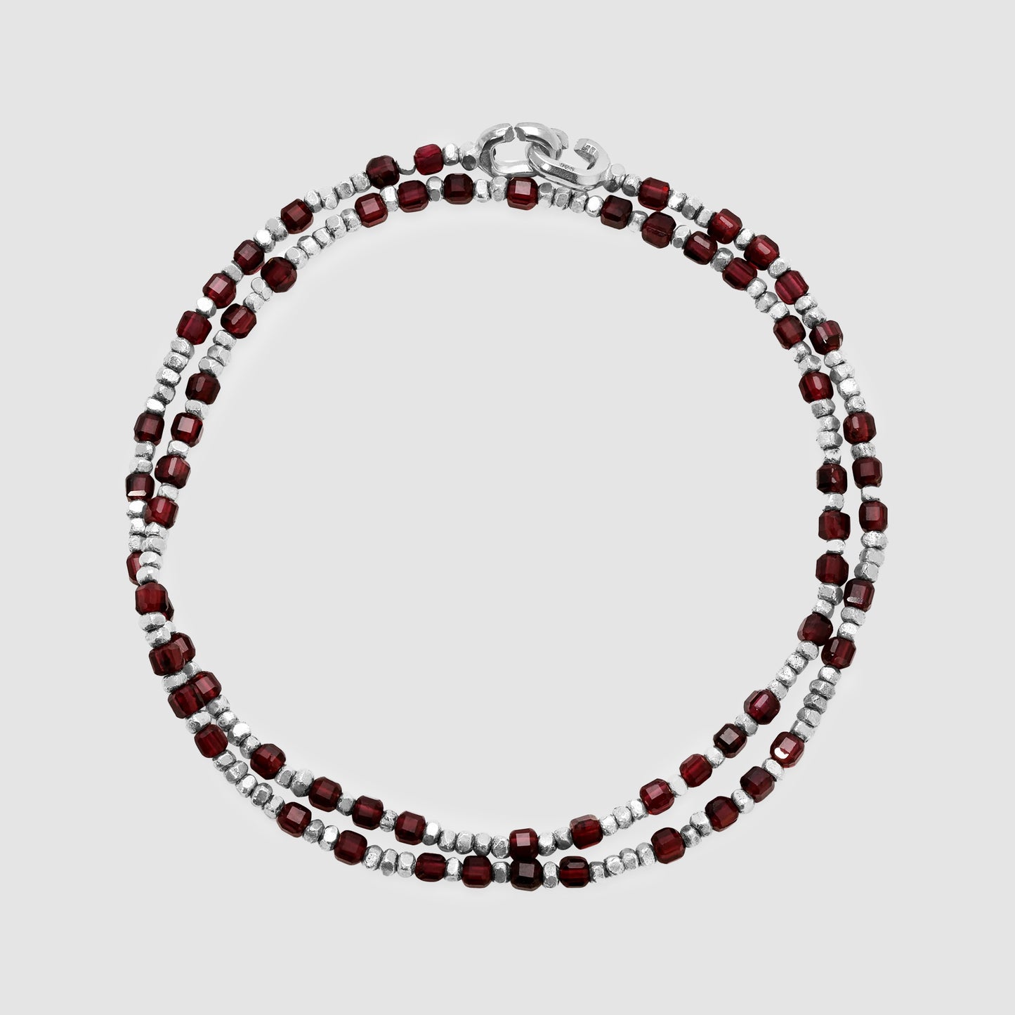 Percep Bracelet Two Wrap Garnet Sterling Silver