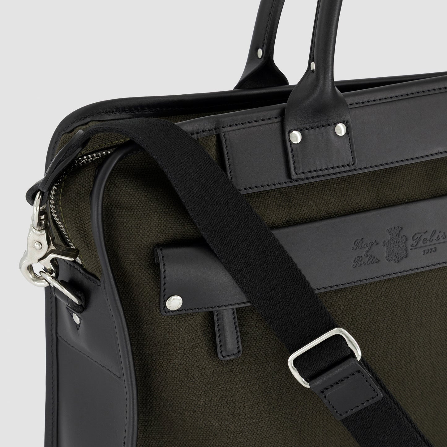 Waxed Canvas Briefcase Leather Trim