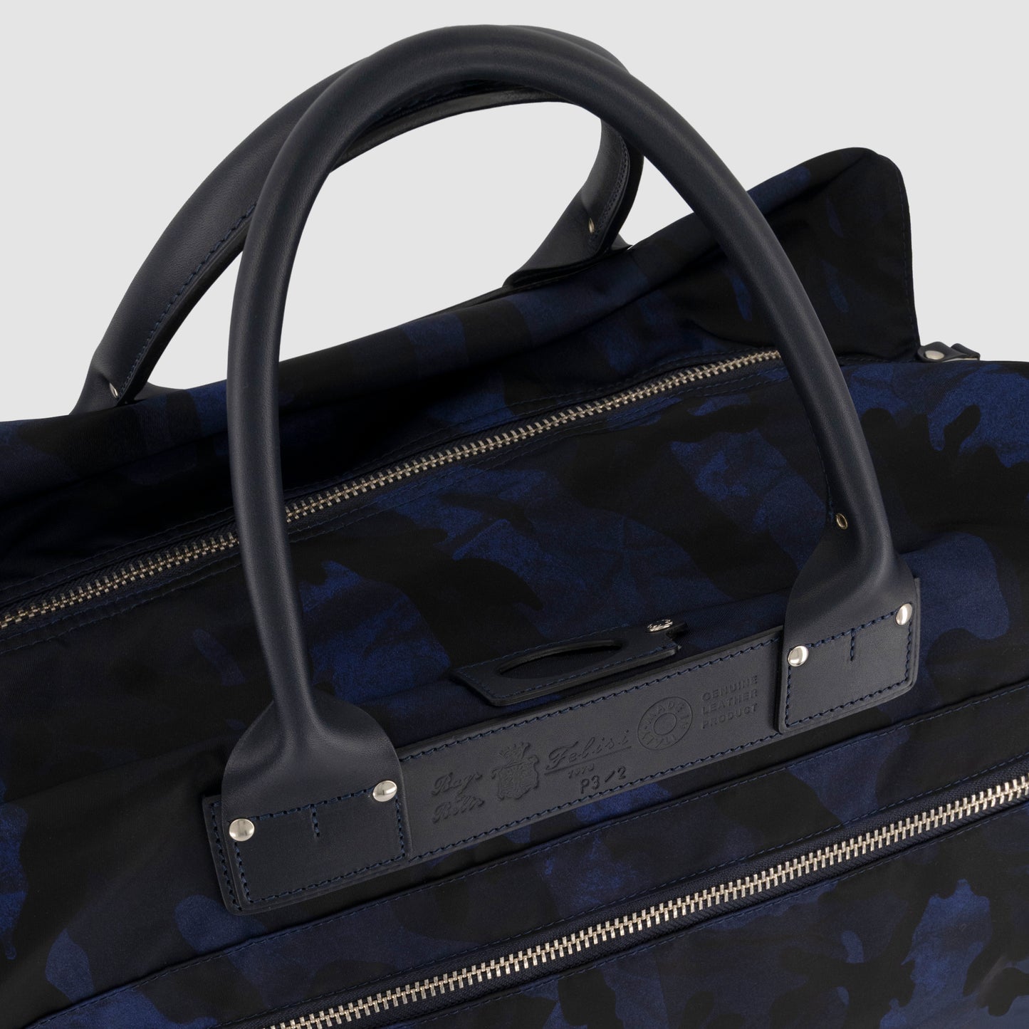 Camouflage Nylon Duffle Bag Leather Trim