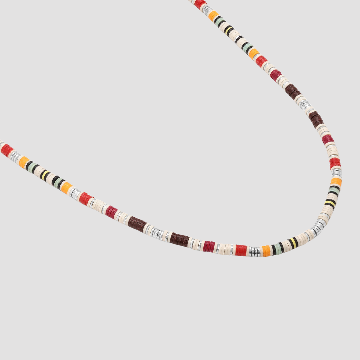 Mini Rizon Off White Mix Necklace / Bracelet Pattern Beads with Silver Discs - M/22.5"