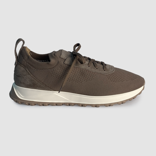 Stretch Nylon and Suede Runner Beige