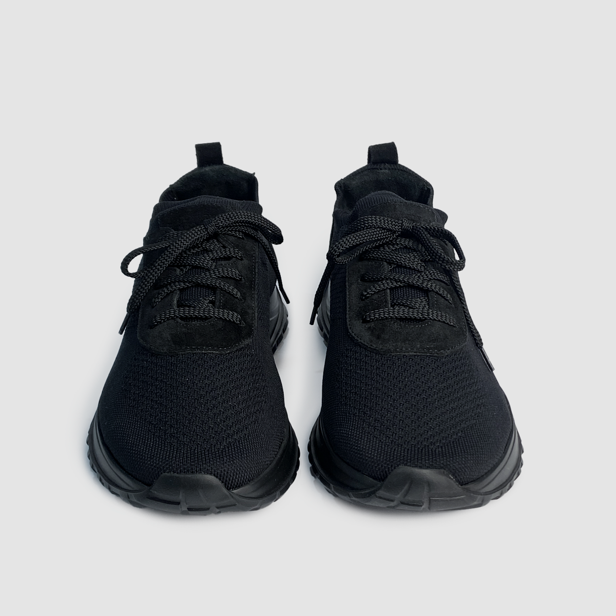 Stretch Nylon and Suede Runner Black