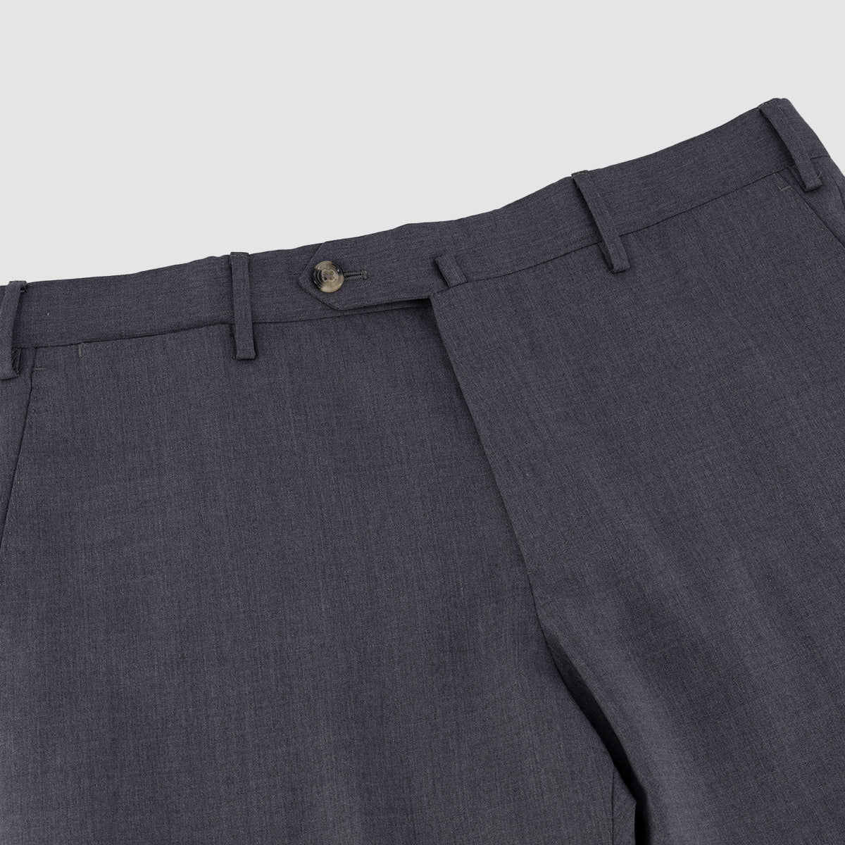 120'S Lux Wool Twill Flat front Modern Trouser - Mid Grey Melange