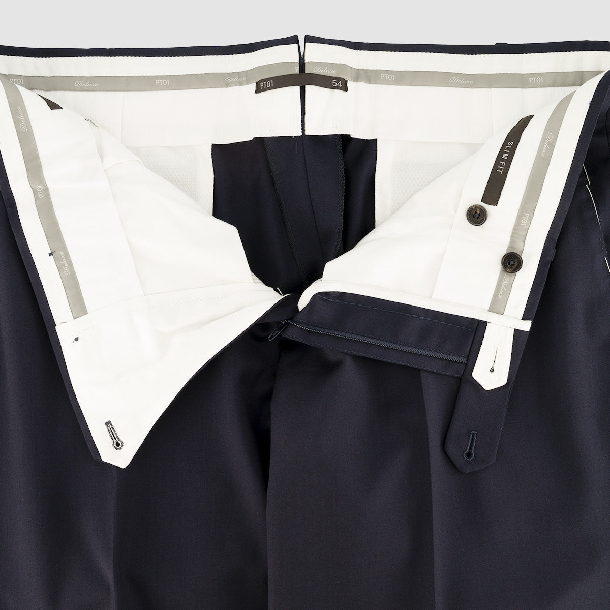 120'S Lux Wool Twill Flat front Modern Trouser - Navy