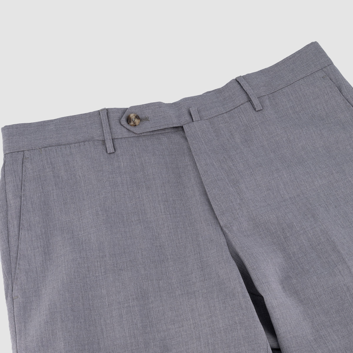 120'S Lux Wool Twill Flat front Modern Trouser - Light Grey Melange