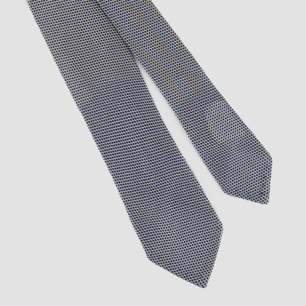 Finamore Two Tone Garza Silk Tie - Navy on White