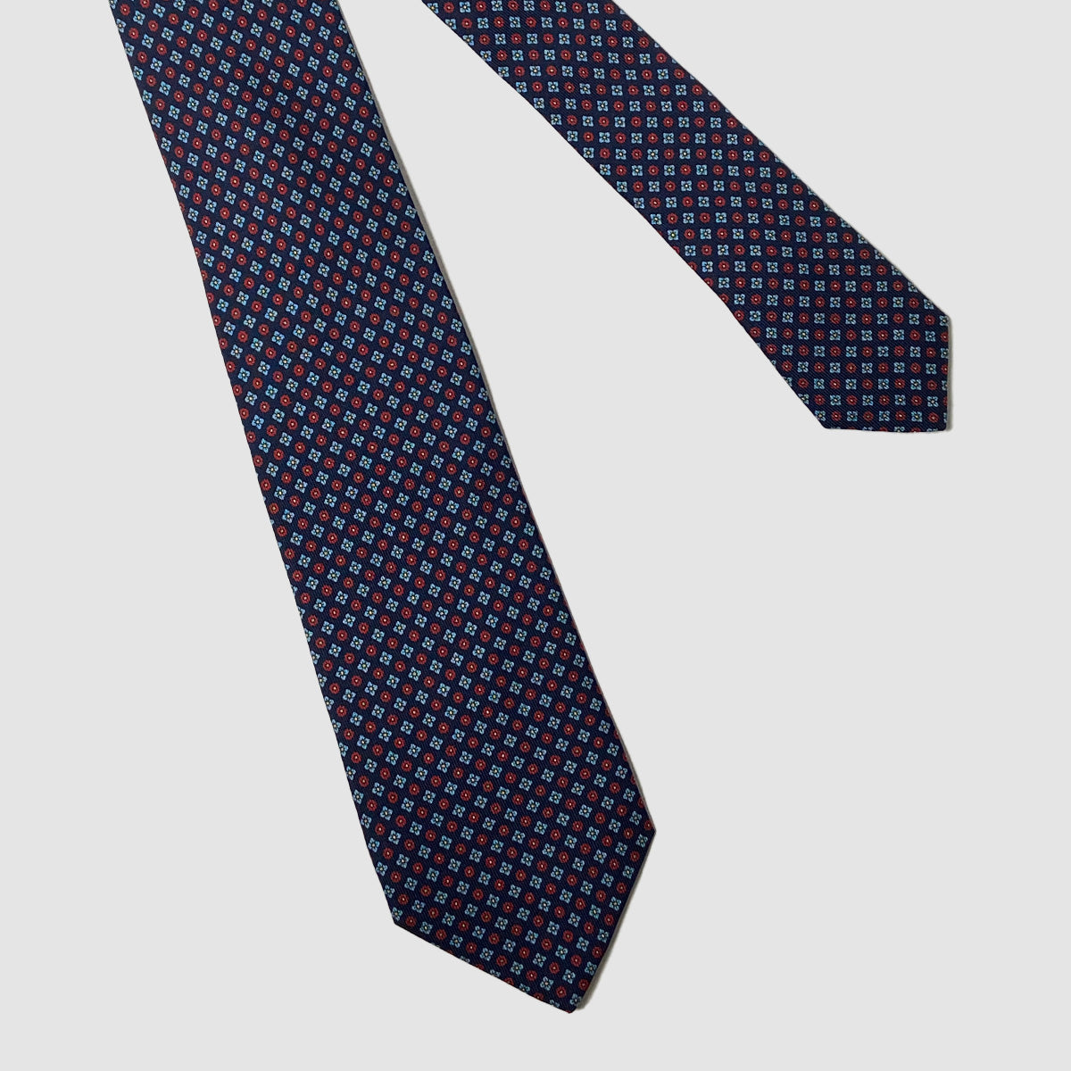 Blue Herringbone Shantung 100% Silk Hand Rolled Tie