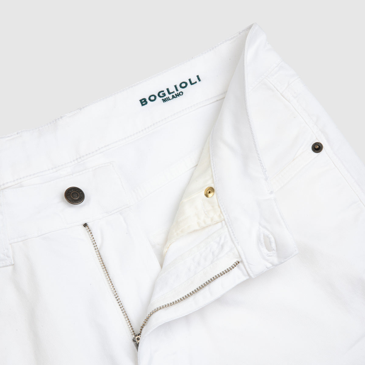 5 Pocket Cotton Silk Trouser - White