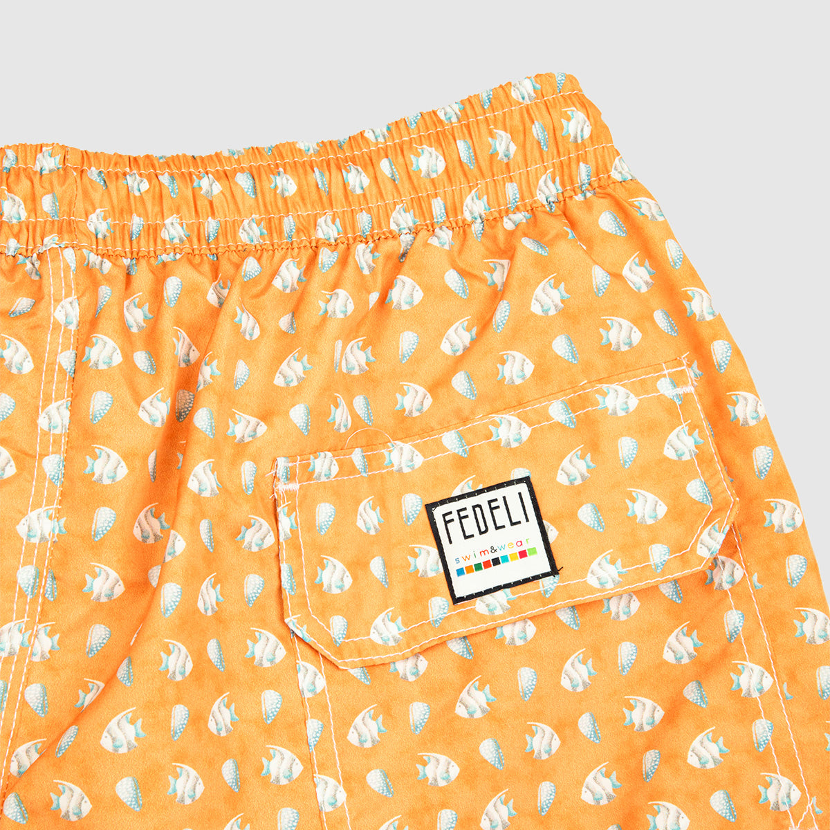 Madeira Printed swim Trunk Fish - Orange