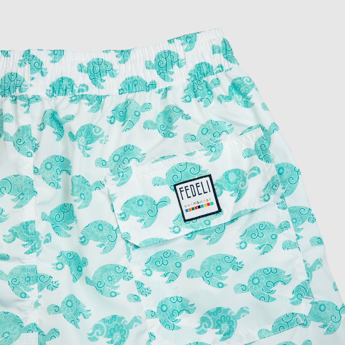 Madeira Printed Swim Trunk Turtles - White Green