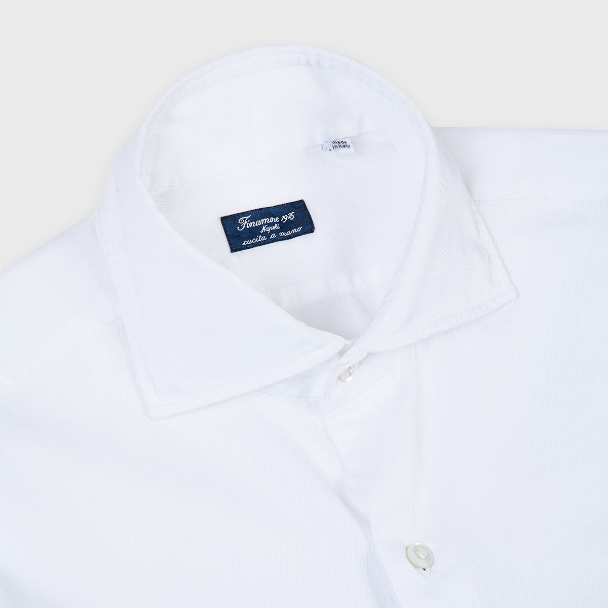 Enzymed Washed Napoli fit Luigi Collar Shirt - White