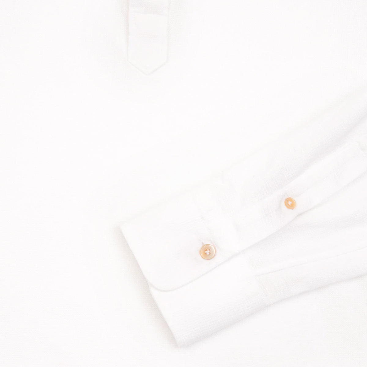White Cotton Linen Jersey Pop Over Shirt