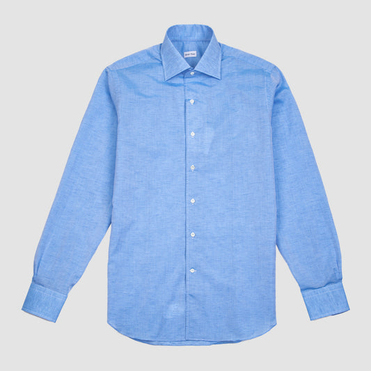 Silver Deer Acqua Blue Carlo Riva Cotton Linen Double Shirt