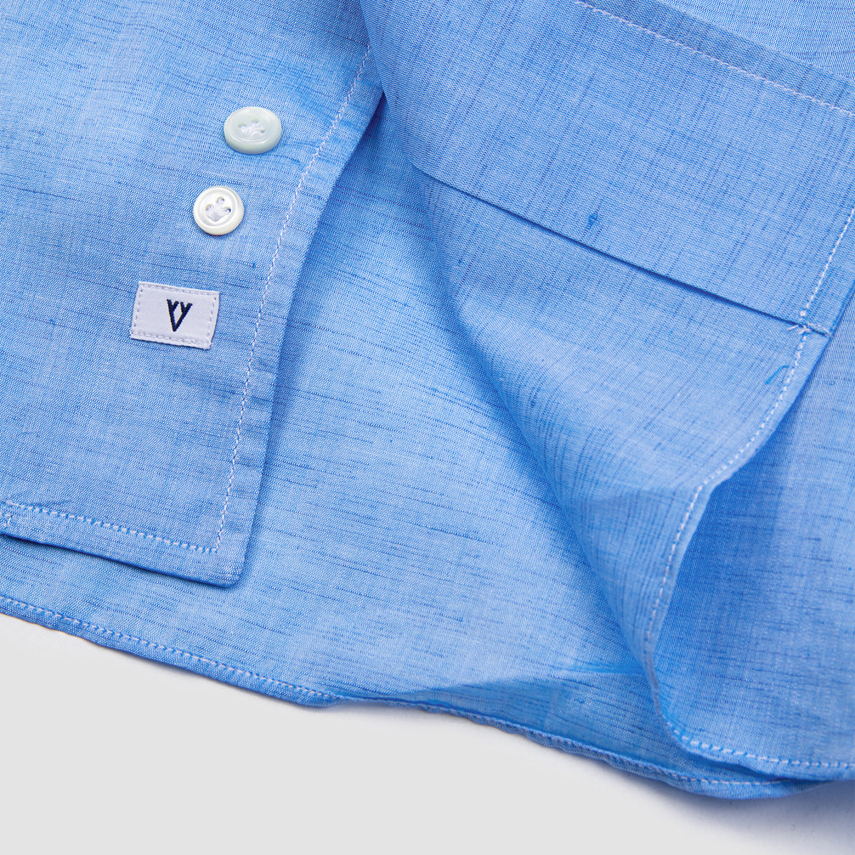 Silver Deer Acqua Blue Carlo Riva Cotton Linen Double Shirt