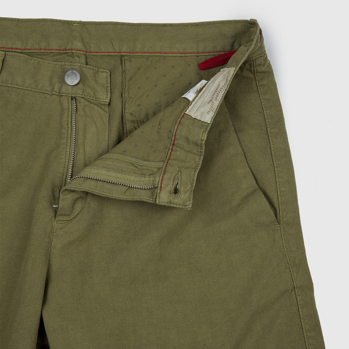 Cotton Linen Bermuda Shorts - Army Green