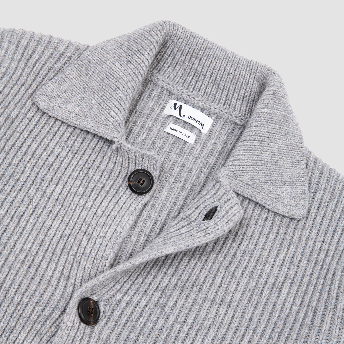 English Rib Sweater Jacket - Light Grey
