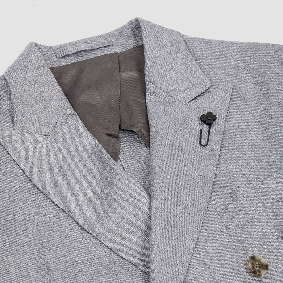Double Breasted Cashmere Silk Jacket - Light Grey