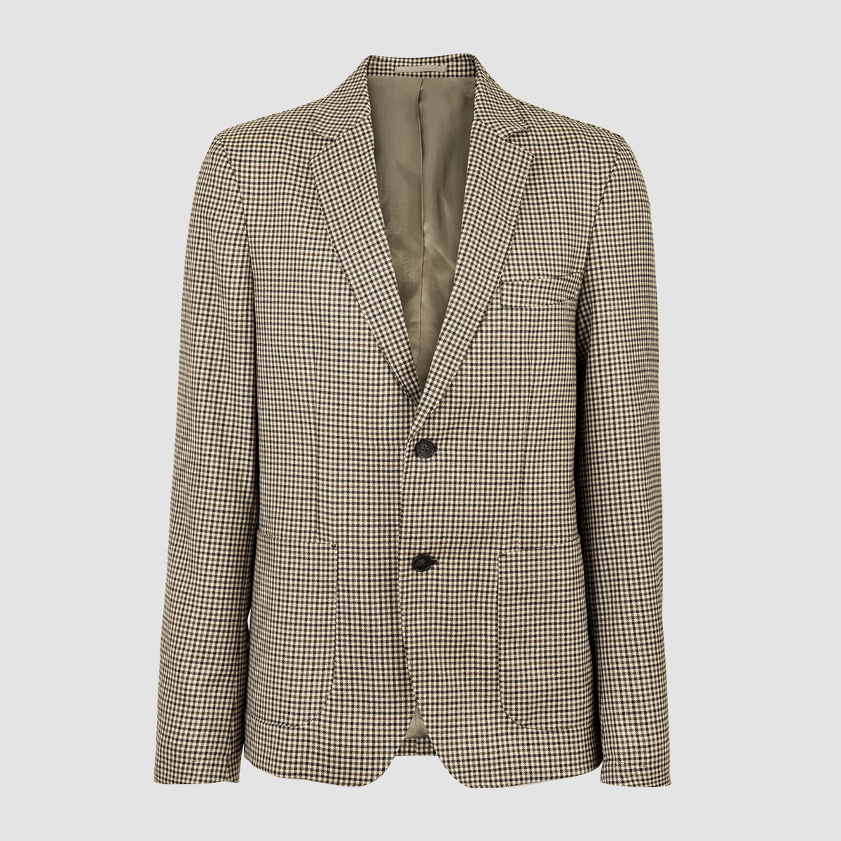 Lightweight Jacket English Cotton Wool Check - Navy Blue Olive