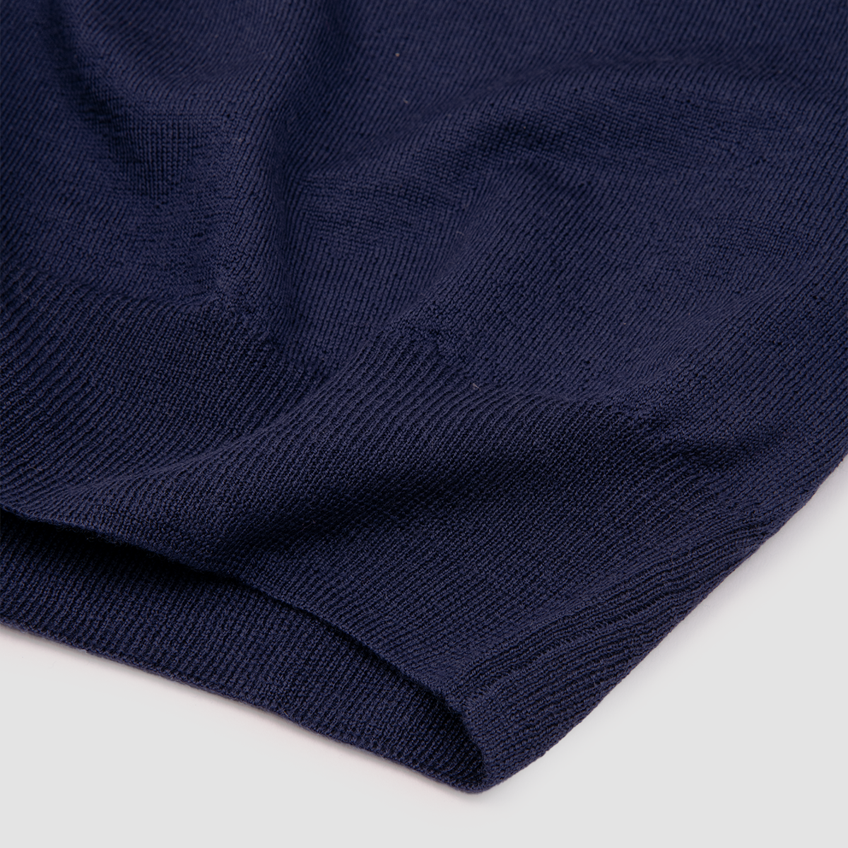 Wool Long Sleeve Polo Shirt - Navy