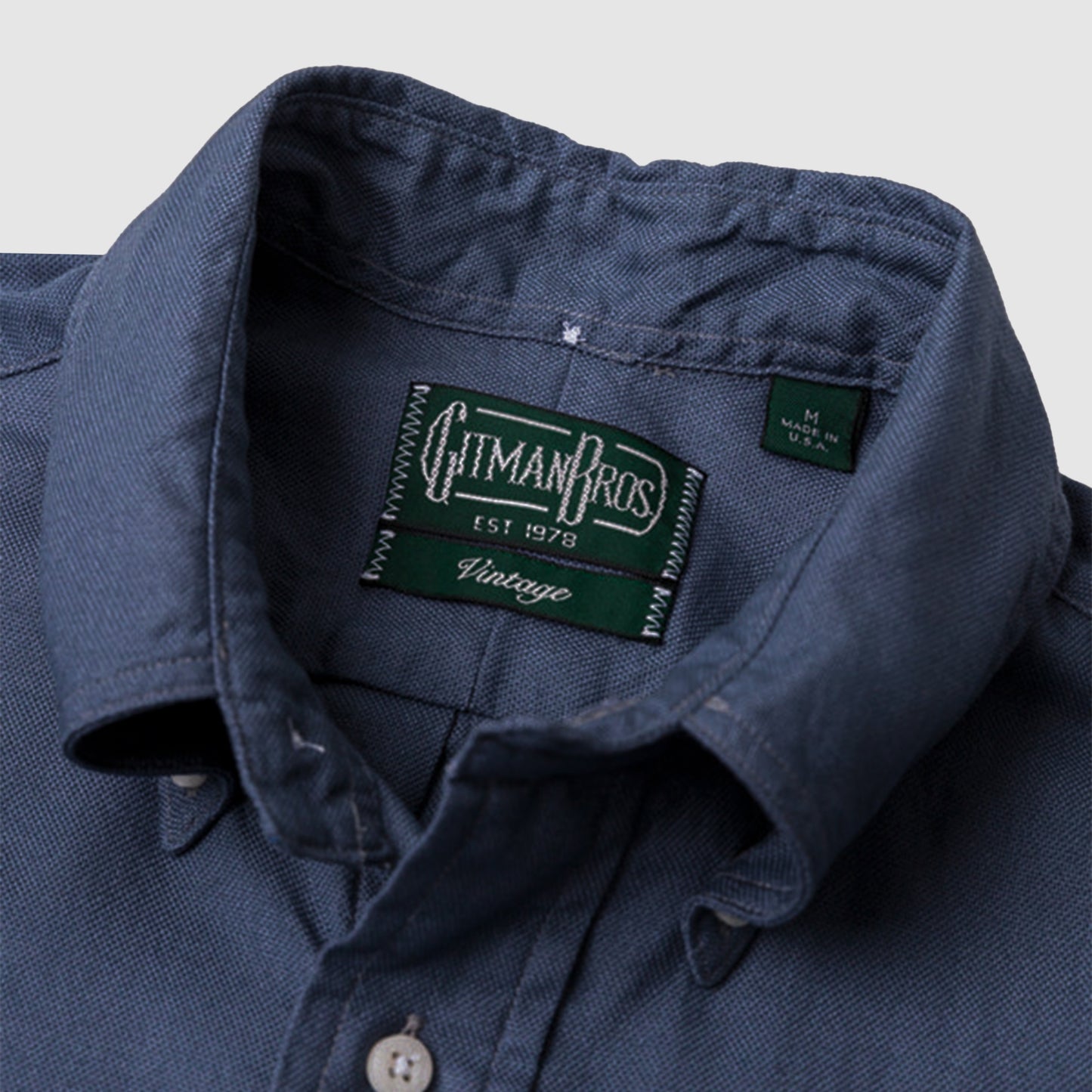 Navy Blue Hopsack Button Down
