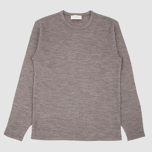 Long Sleeve t-Shirt Double Face Felted Wool - Light Taupe
