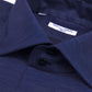 Navy Cotton & Linen Shirt with Tullio Collar
