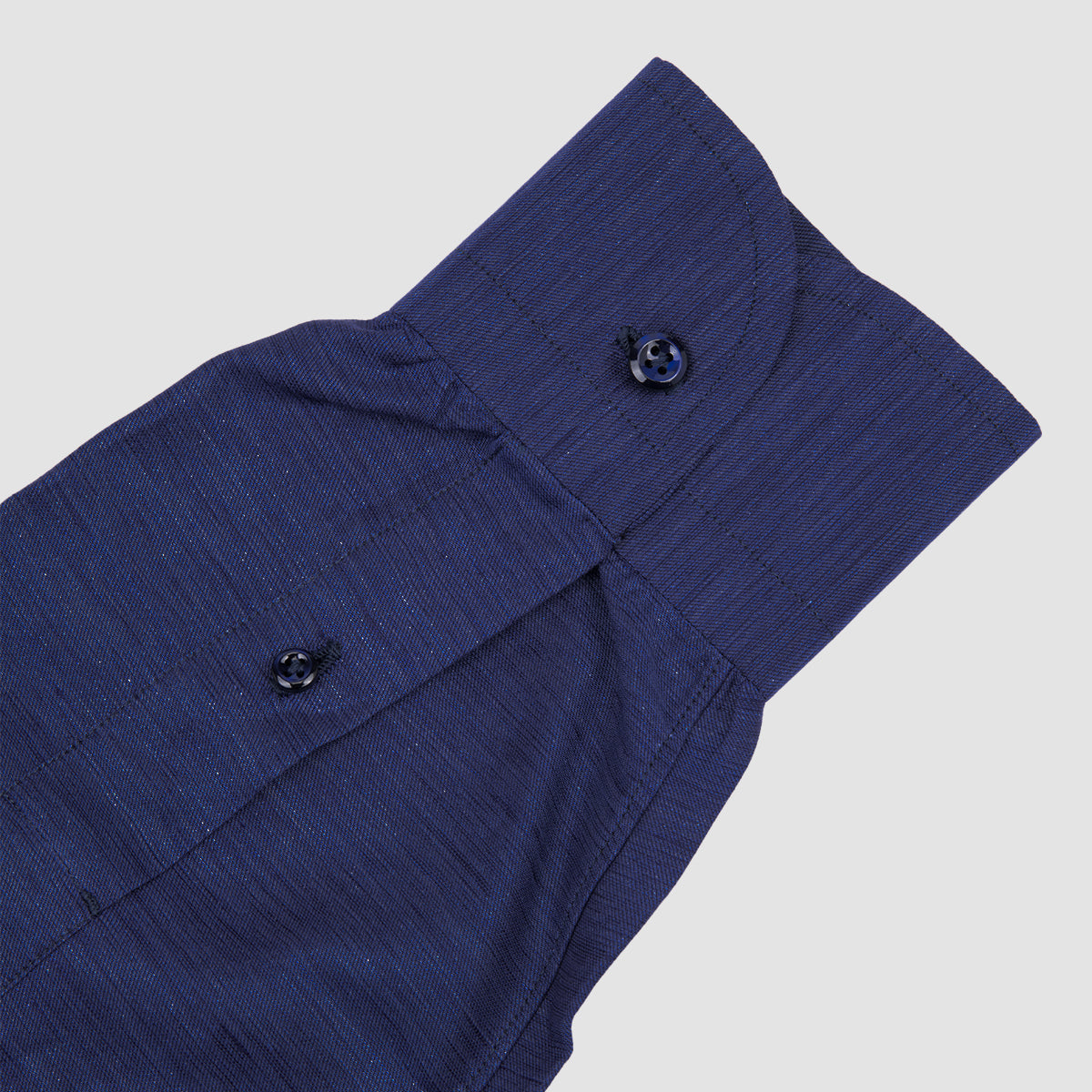 Navy Cotton & Linen Shirt with Tullio Collar