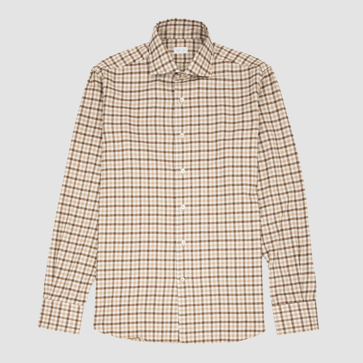 Brown Check Cotton Tencel Shirt