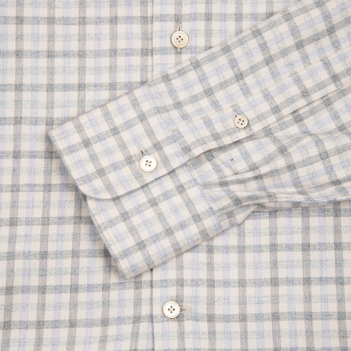 Blue & Grey Check Cotton Tencel Flannel