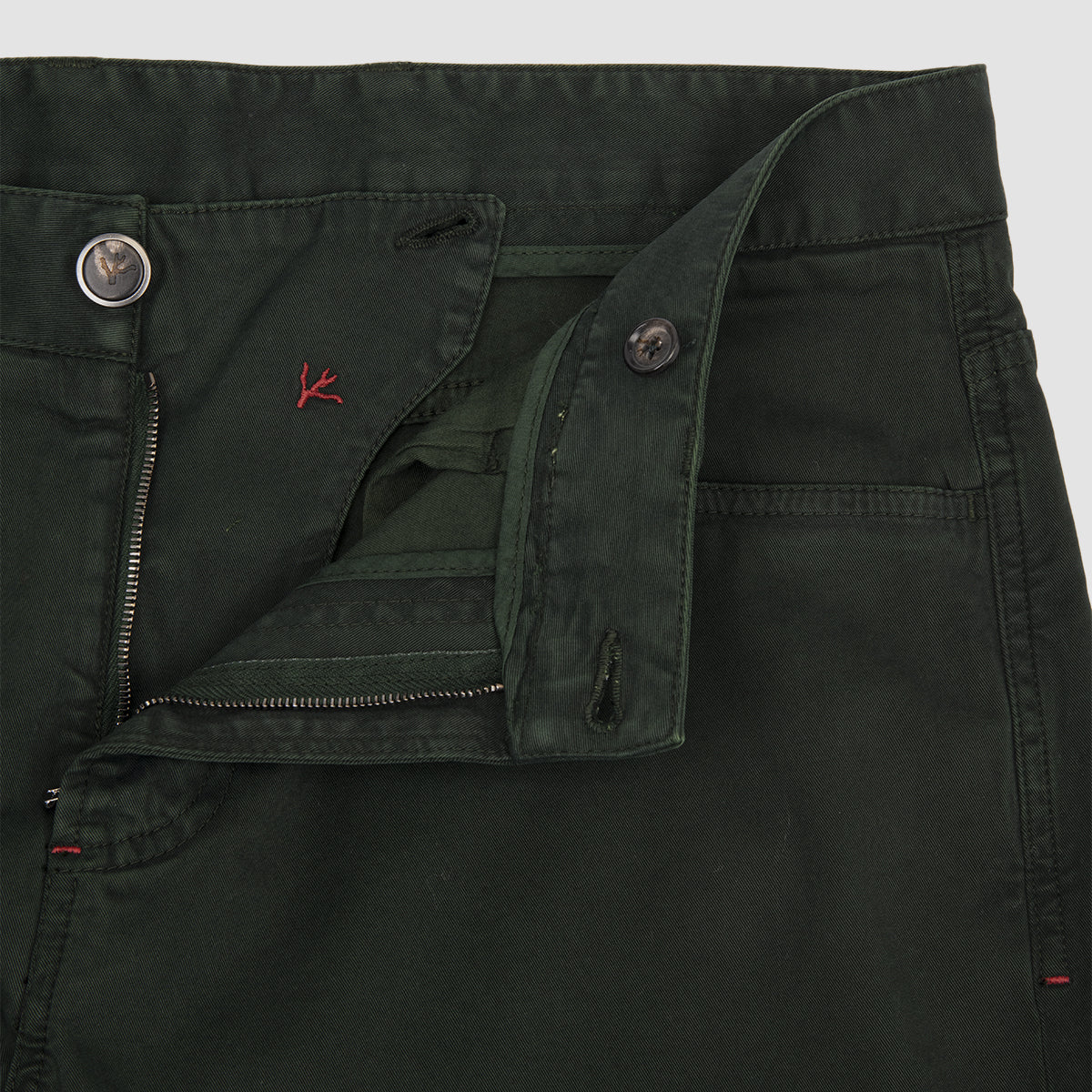 Dark Green 5 Pocket Trouser in Stretch Cotton Gaberdine