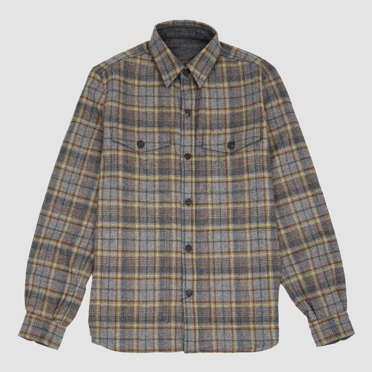 The Overshirt in Grey and Rust Overcheck