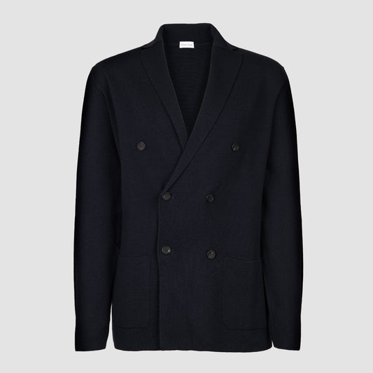 Knit Double Breasted Jacket Navy
