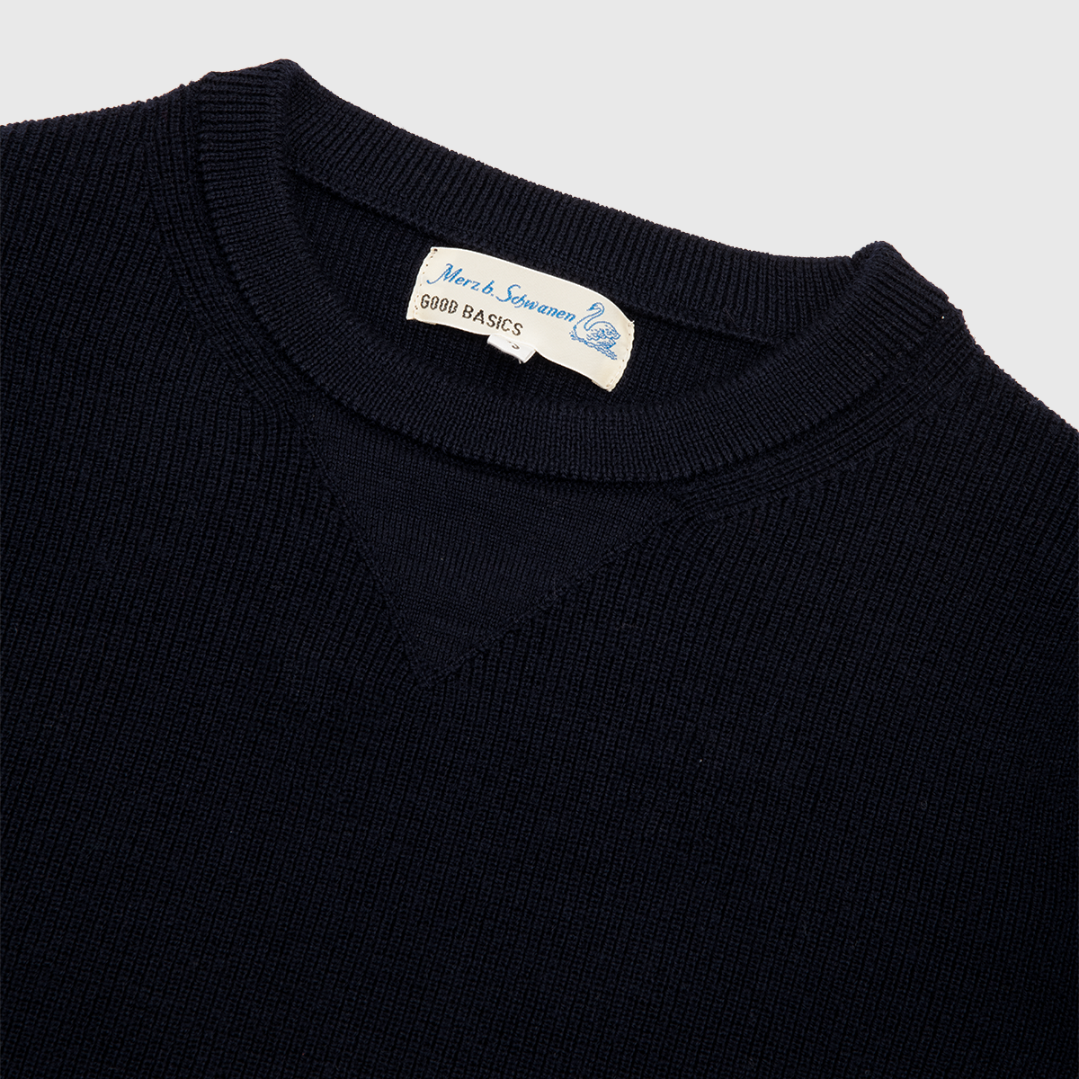 Merino Wool Ribbed Classic Fit Crewneck Sweater -  Dark Navy